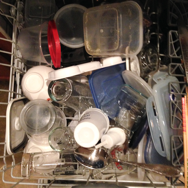 I had to accept that my dishwasher would look like this while I was on bedrest. On a scale from 1-10 (10 being batsh!t), how crazy does this picture make you feel?