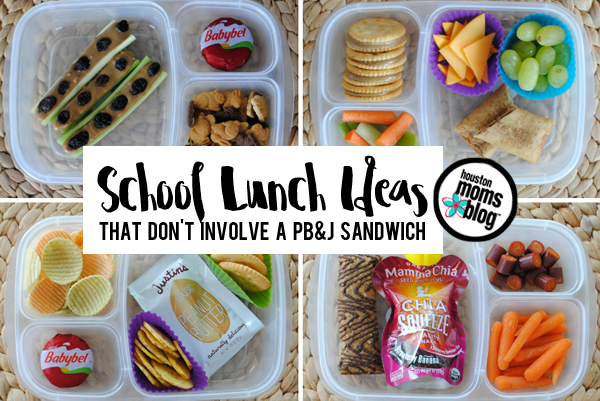 School Lunch Ideas That Don't involve a P B & J Sandwich. A collage of 10 different lunch combinations. www.houstonmomsblog.com.