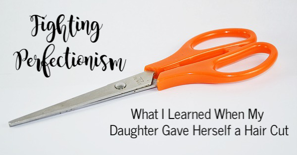 Fighting perfectionism. What I learned when my daughter gave herself a hair cut. A photograph of a pair of scissors.