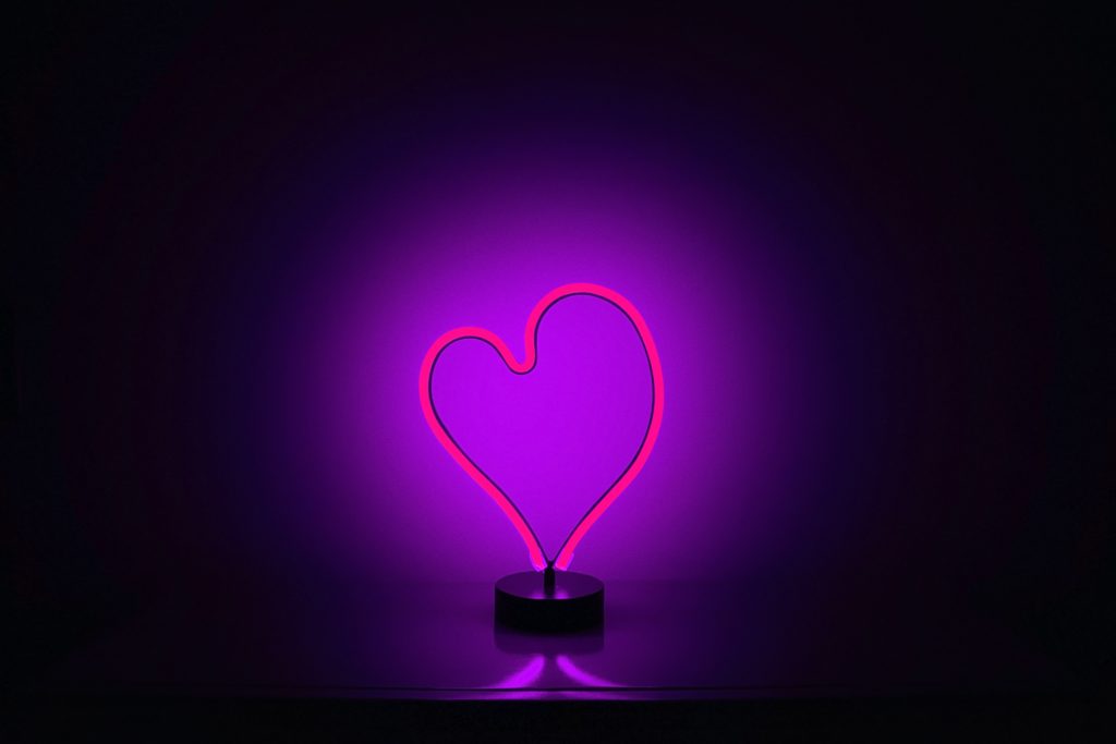 A fluorescent light in the shape of a heart. 
