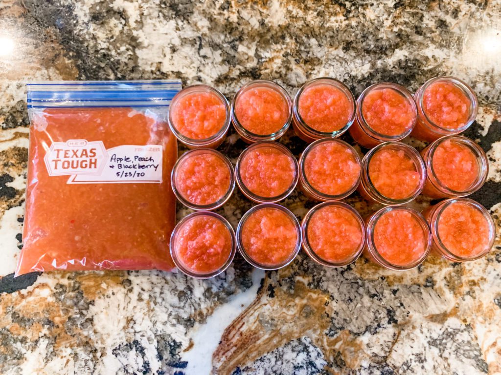 baby food in jars and plastic bag