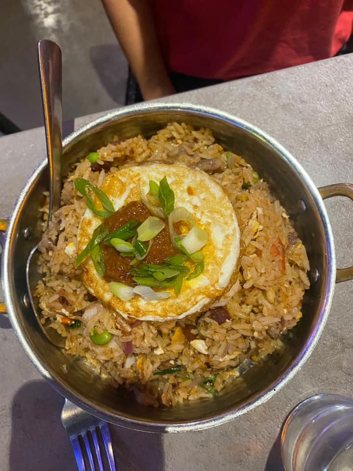 A bowl of Malaysian fried rice. 