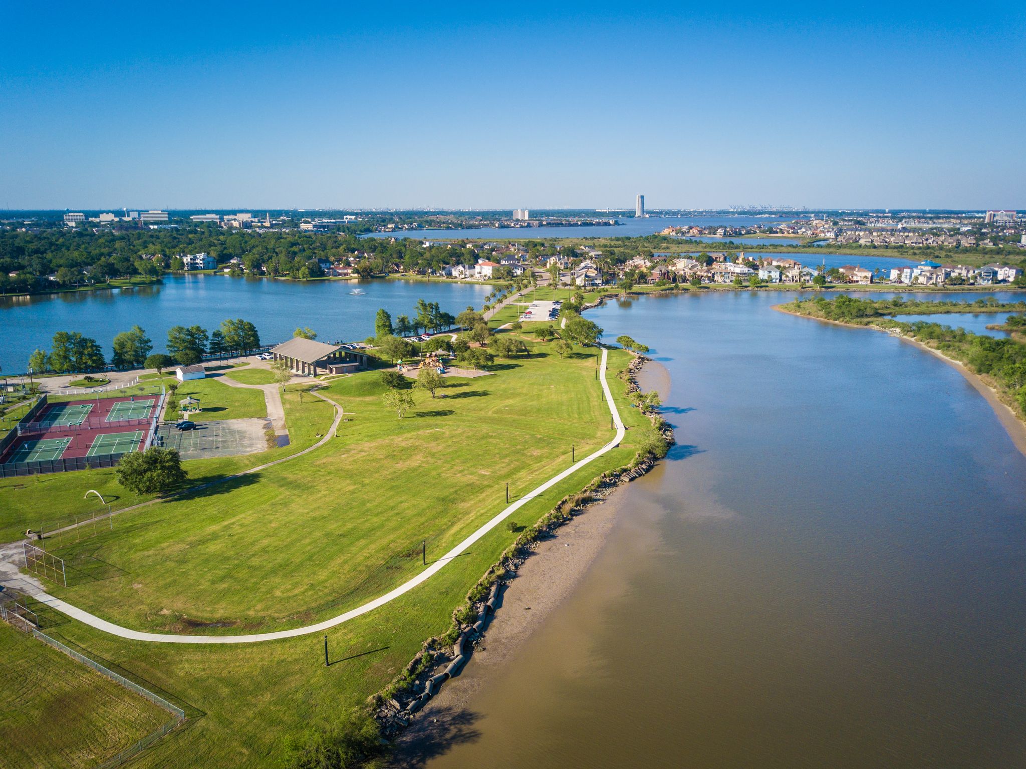 Ariel view of David Braun Park in the Houston Bay Area