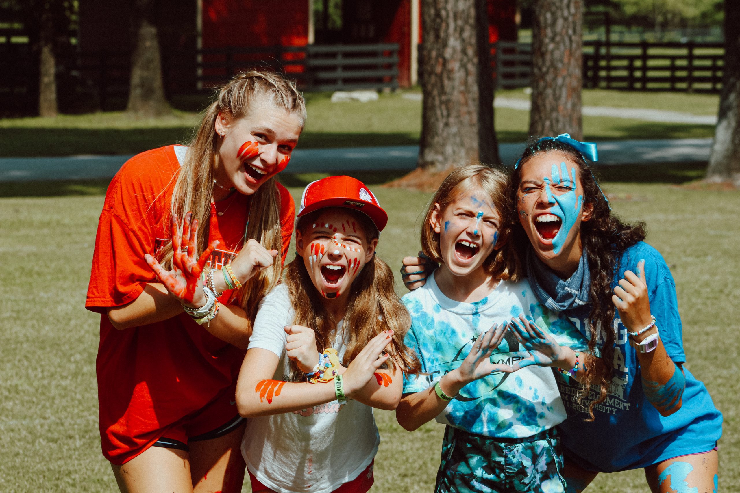 summer camp kids with painted faces