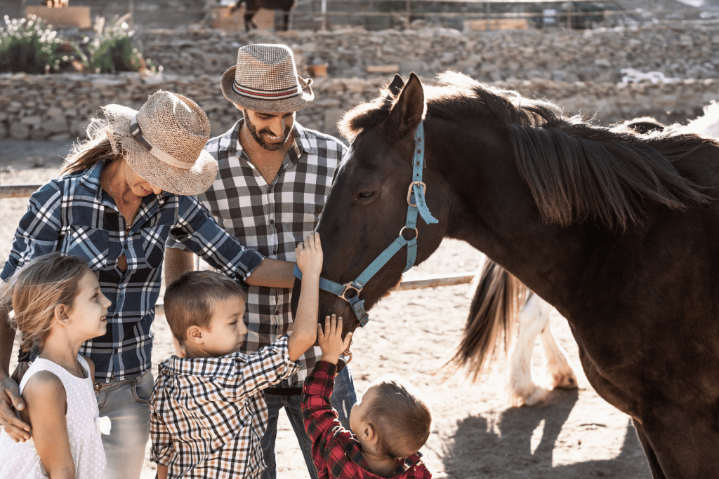 family at dude ranch in Texas Hill Country