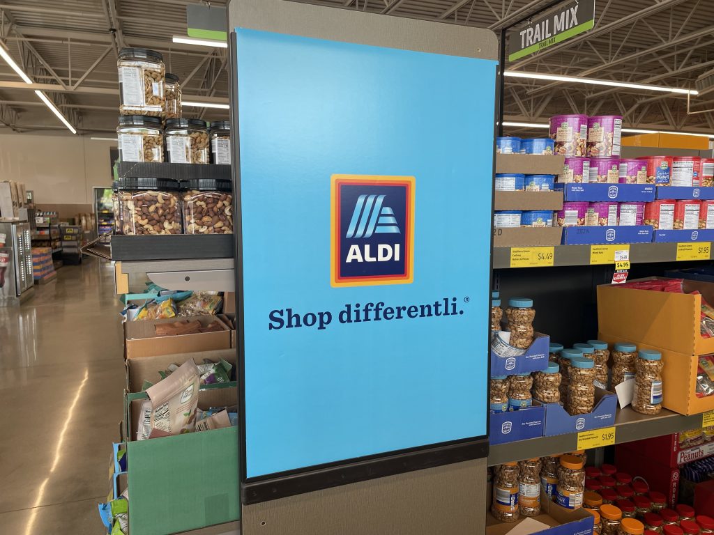 ALDI sign that says "Shop Differentli"