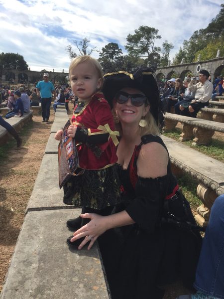 mother and toddler dressed in pirate attire