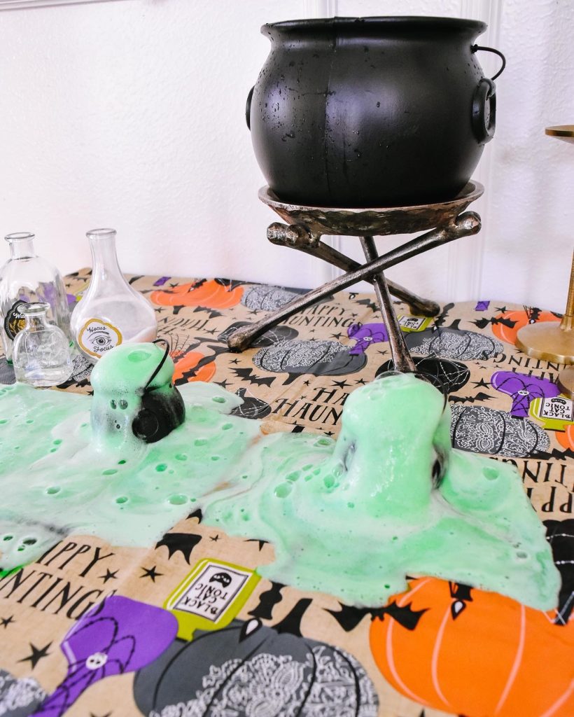 plastic cauldron on table 