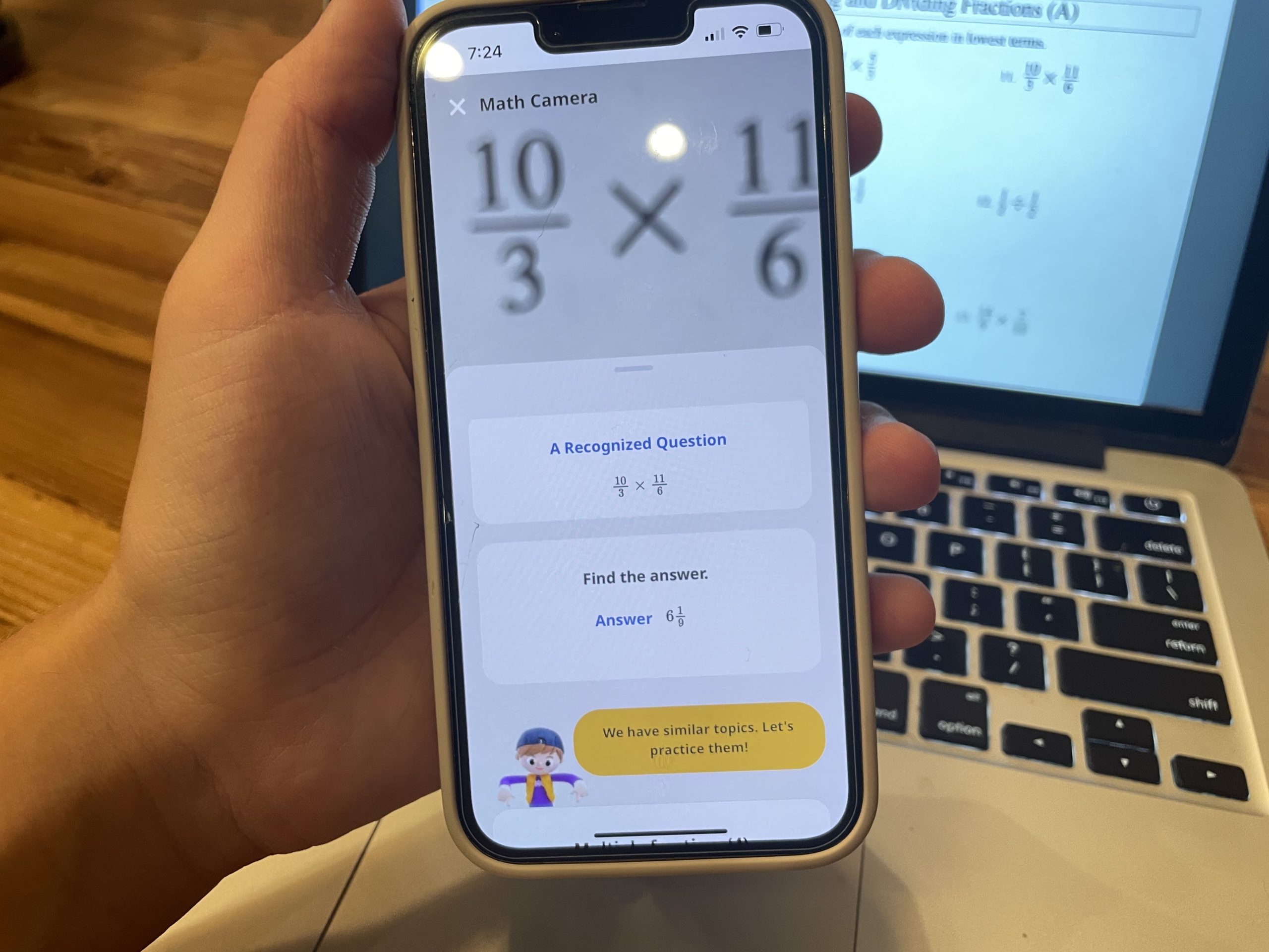 phone with math homework on screen
