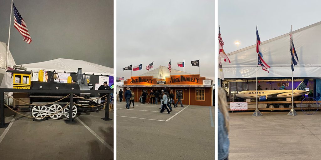 collage of Rodeo cook-off pits and tents