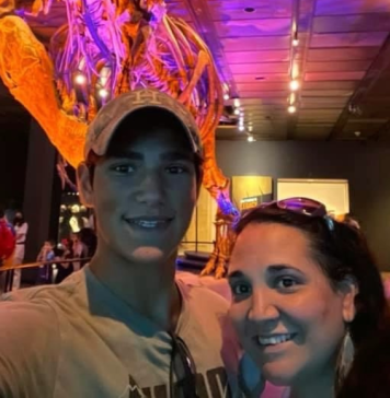 mother and son at a Houston museum